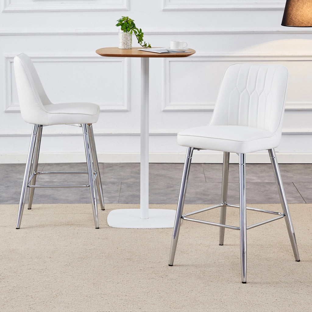 SGABELLO DA BAR Set da 2 pezzi 100 cm PU Bianco Metallo Argento