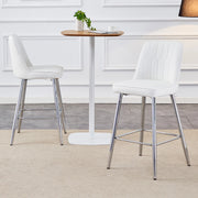 SGABELLO DA BAR Set da 2 pezzi 100 cm PU Bianco Metallo Argento