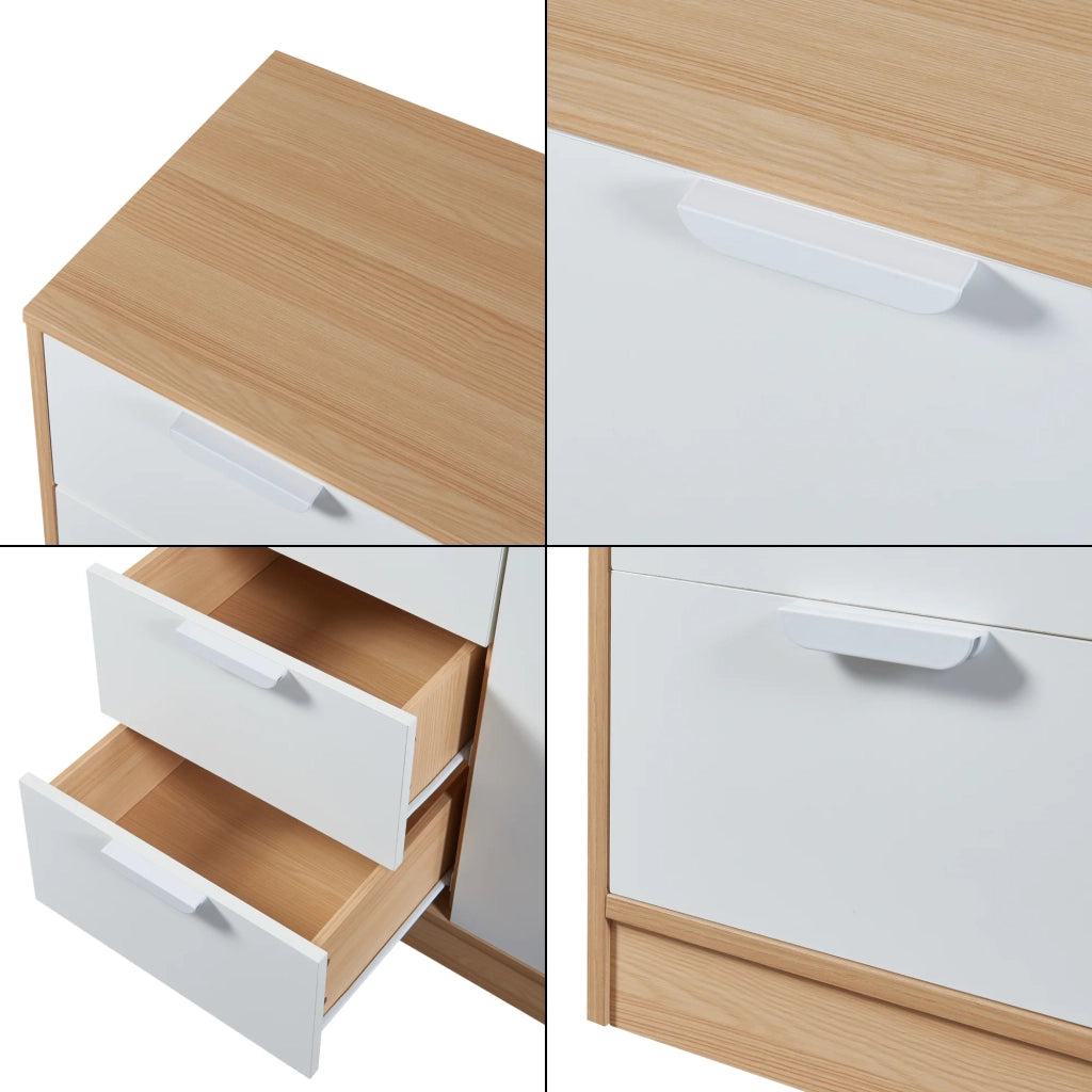 Cassettiera pratico mobile contenitore per ingresso soggiorno camera da letto 90 x 80 x 40 cm MDF effetto rovere bianco 03_0009320