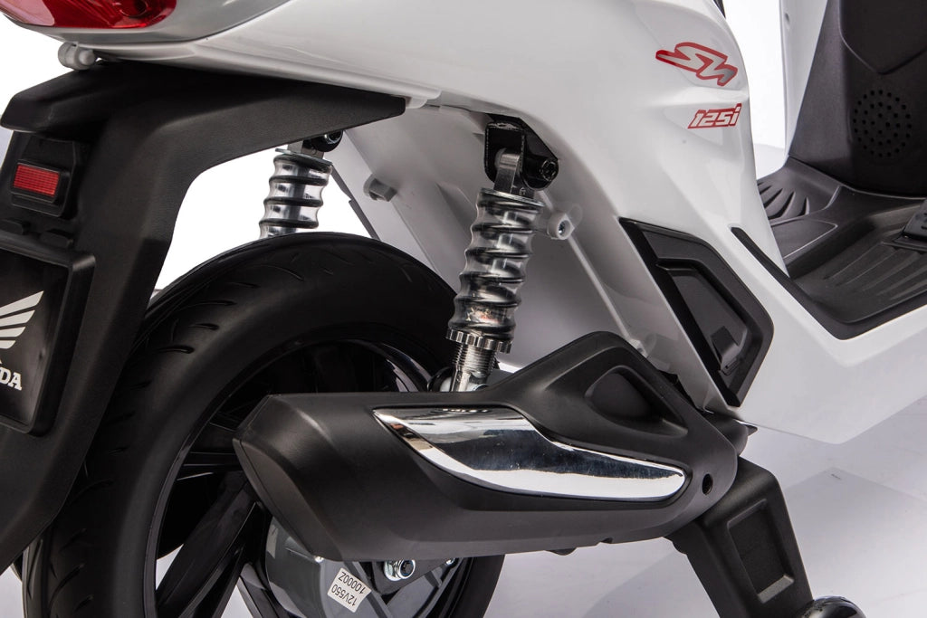 Scooter Elettrico per Bambini Licenza Ufficiale Honda SH125 12V con Ruote EVA e Sedile Pelle Bianco