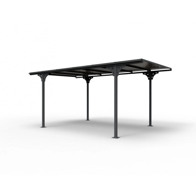 Tettoia auto da giardino in alluminio 294x500 cm – pergola, copertura auto carport con tetto piano policarbonato 6 mm – grigio antracite – CAR3050ALTPT Foresta