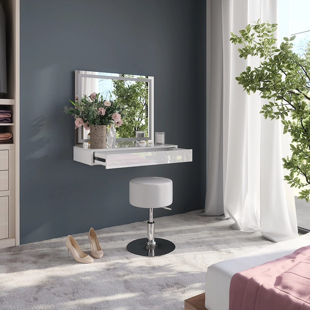 Vicco Tavolo da toeletta Bianco/bianco lucido 120 cm 3 parti