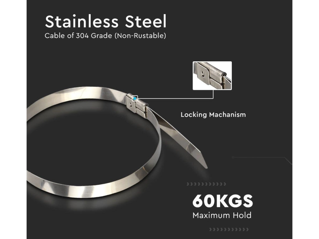 100 Fascette Acciaio Inox 4.6x200mm Stringitubo Metalliche Per Fili e Cavi