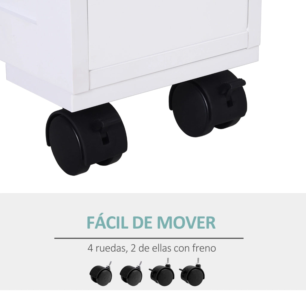 Mobile Bagno 2 Cassetti con Ruote Salvaspazio ¨C Zephmum ¨C 16x52x71,5 cm Bianco