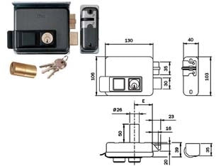 ELETTROSERRATURA PER CANCELLI CON TETTO FORO VARIABILE 53N515  mm.5080 SX (53N5152)    ISEO