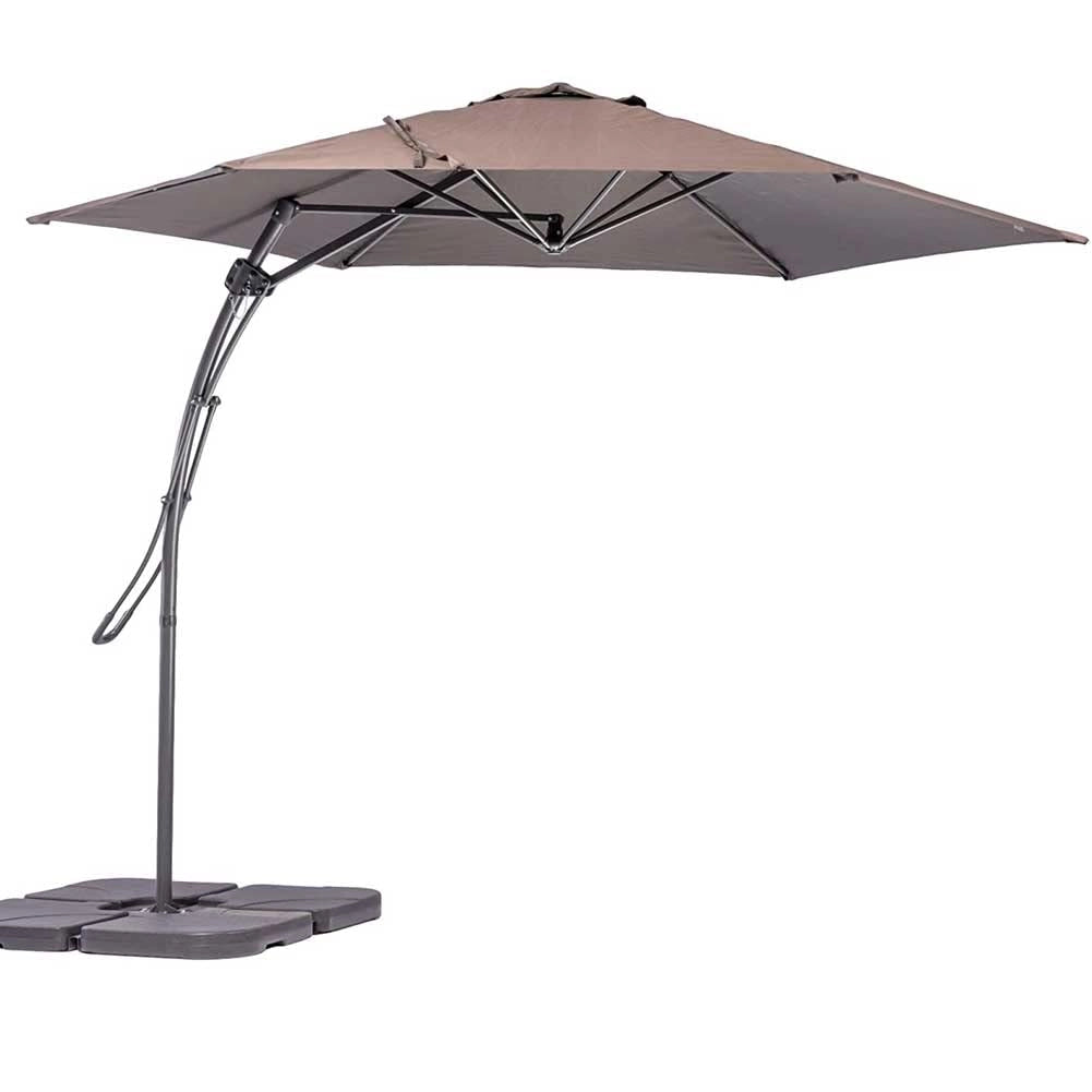 Ombrellone da Giardino Tortora Decentrato 3 x 3 Mt Base a Croce Sistema Air Vent