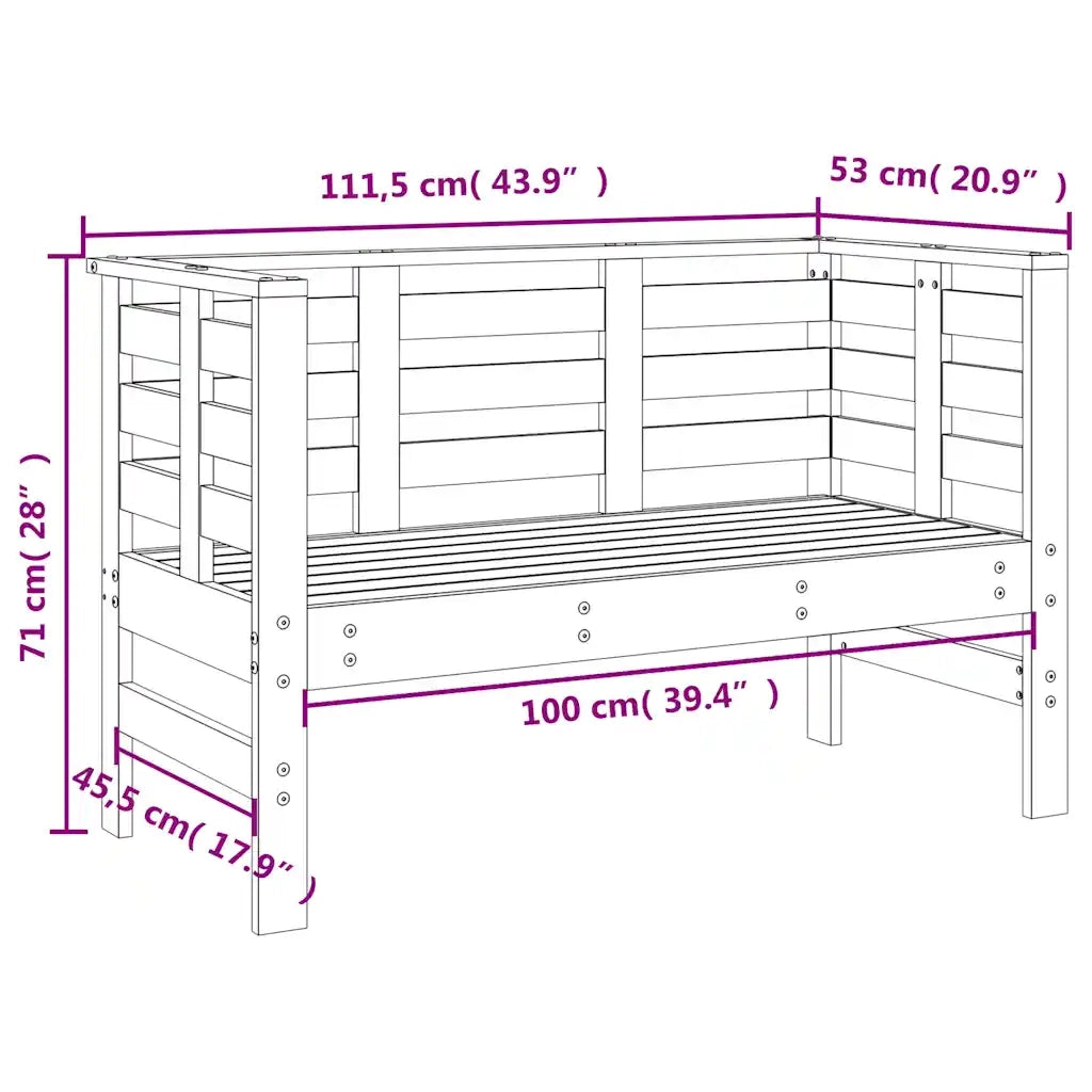 Panchina da Giardino | Panca da Giardino Bianca 111,5x53x71 cm Legno Massello di Pino