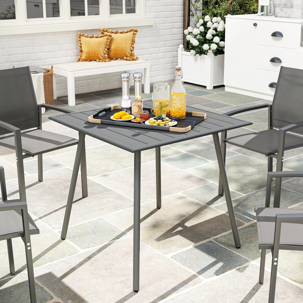 Tavolo da giardino per 6 persone ¨C zephmum ¨C Grigio, 80x80x74 cm