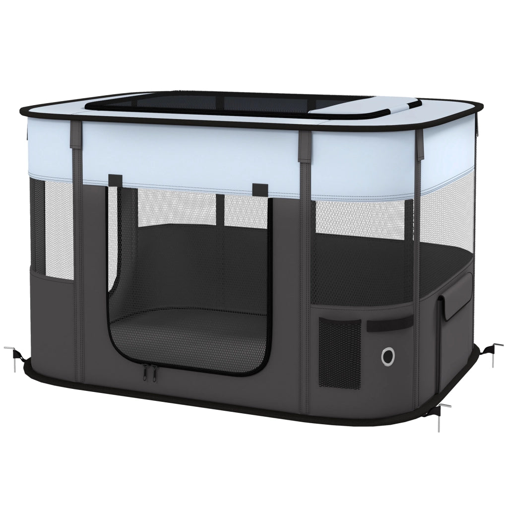 Recinto pieghevole per cani gatti animali piccoli ¨C Xylo ¨C tessuto Oxford grigio nero 94x74x60 cm