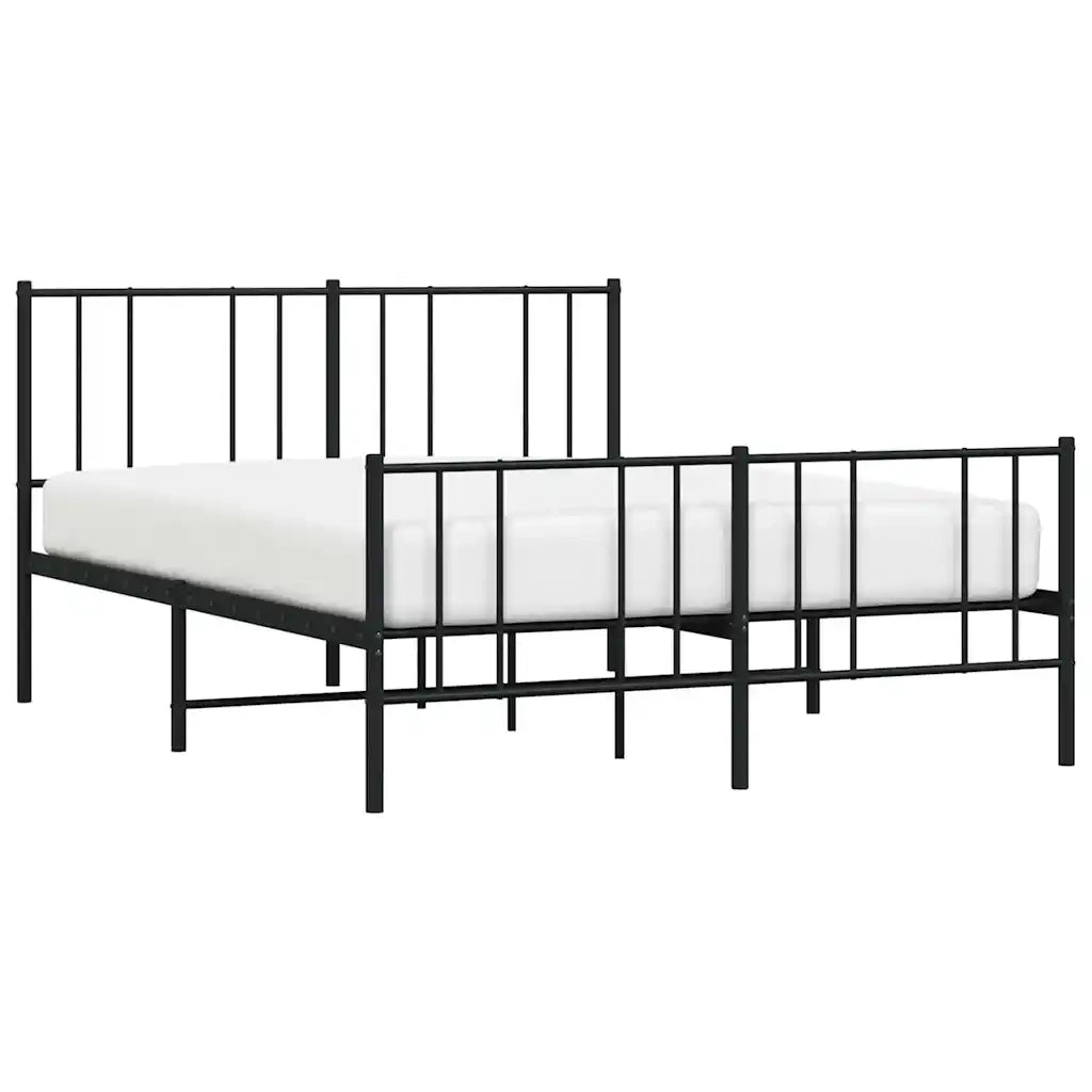 Letto matrimoniale | Letto per adulti | Giroletto con Testiera e Pediera Metallo Nero 120x190 cm