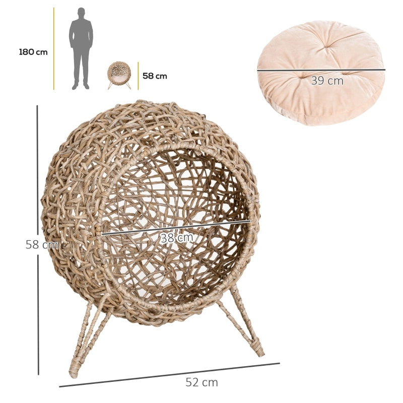 CUCCIA PER GATTI in PE rattan e metallo con cuscino Marrone