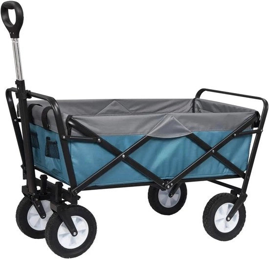Carrello Opportuno 100L - Carrello da Mano - Carrello da Trasporto - Carrello da Spiaggia - Carrello da Giardino - Carrello per Spesa - Carrello con Cassetti - 80 kg - 100 x 51 x 62 cm - Blu/Grigio