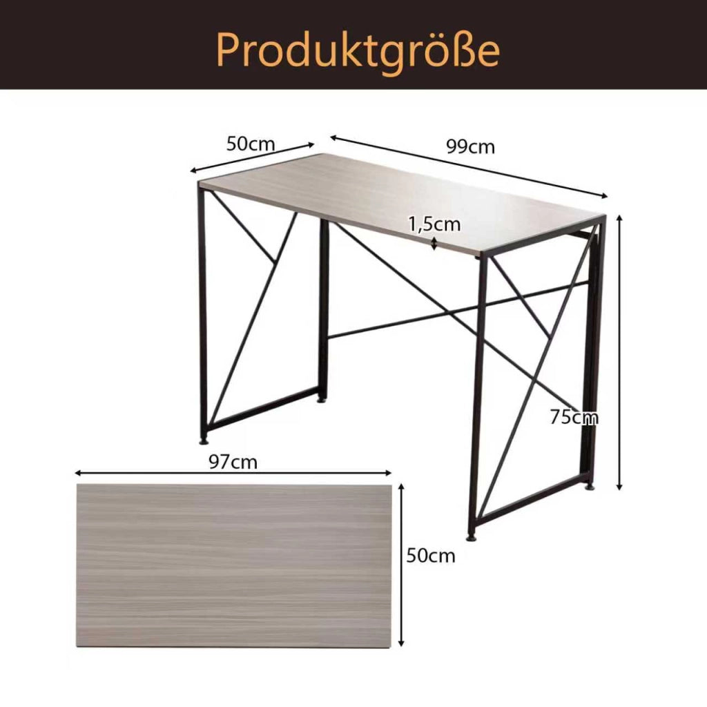 Scrivania pieghevole multifunzionale con struttura in metallo in MDF per piccoli spazi naturale 99 × 50 × 75 cm