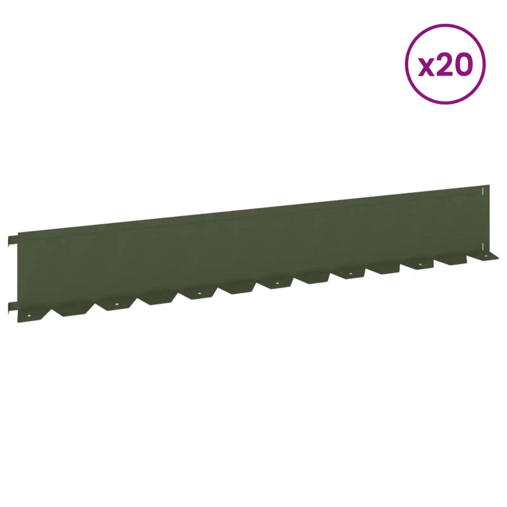 Bordura per Prato 20 pcs 102 x 15 x 4 cm Acciaio Verde Oliva 8008773
