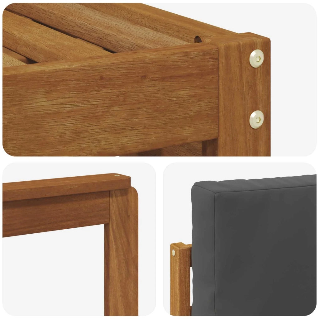 Set divani 8 pcs Naturale e Antracite Legno di Acacia Massello 3374477
