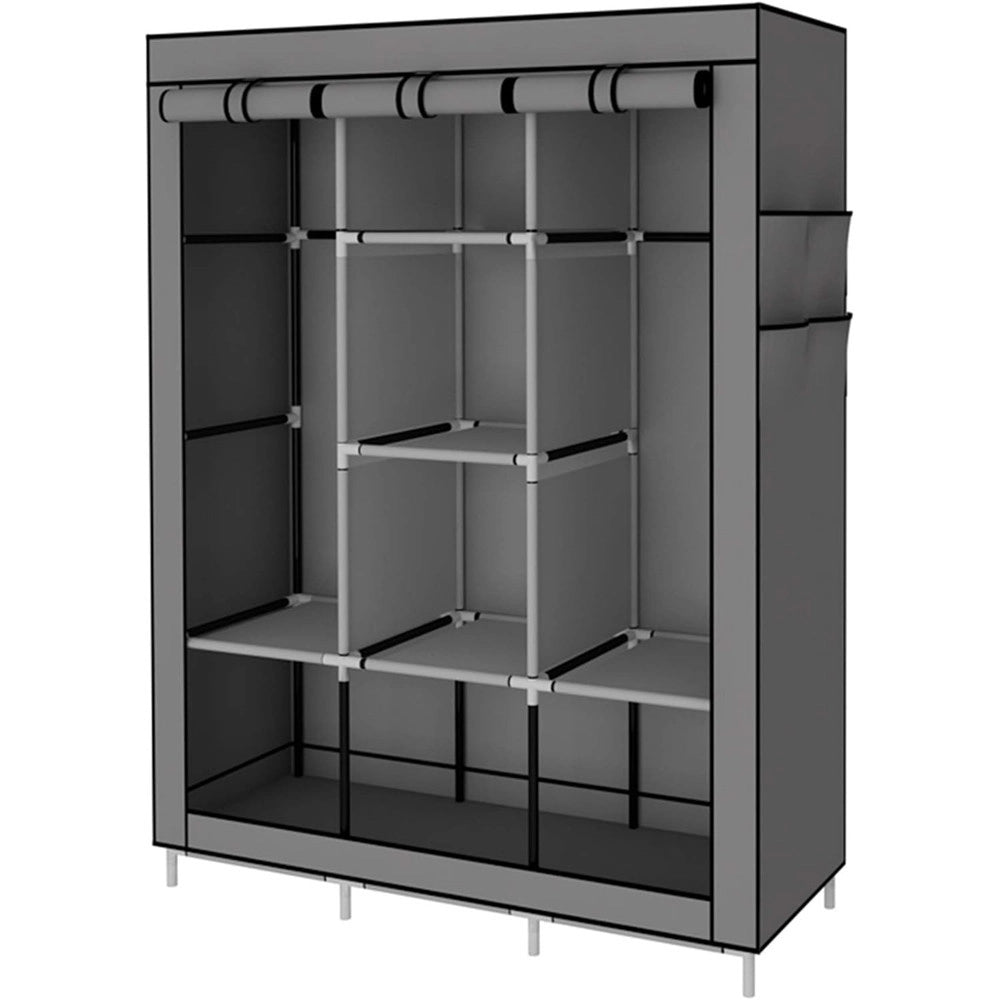 Trade Shop - Armadio Organizzatore Abbigliamento In Tela Con 2 Binari Sospesi Asta 6 Ripiani -