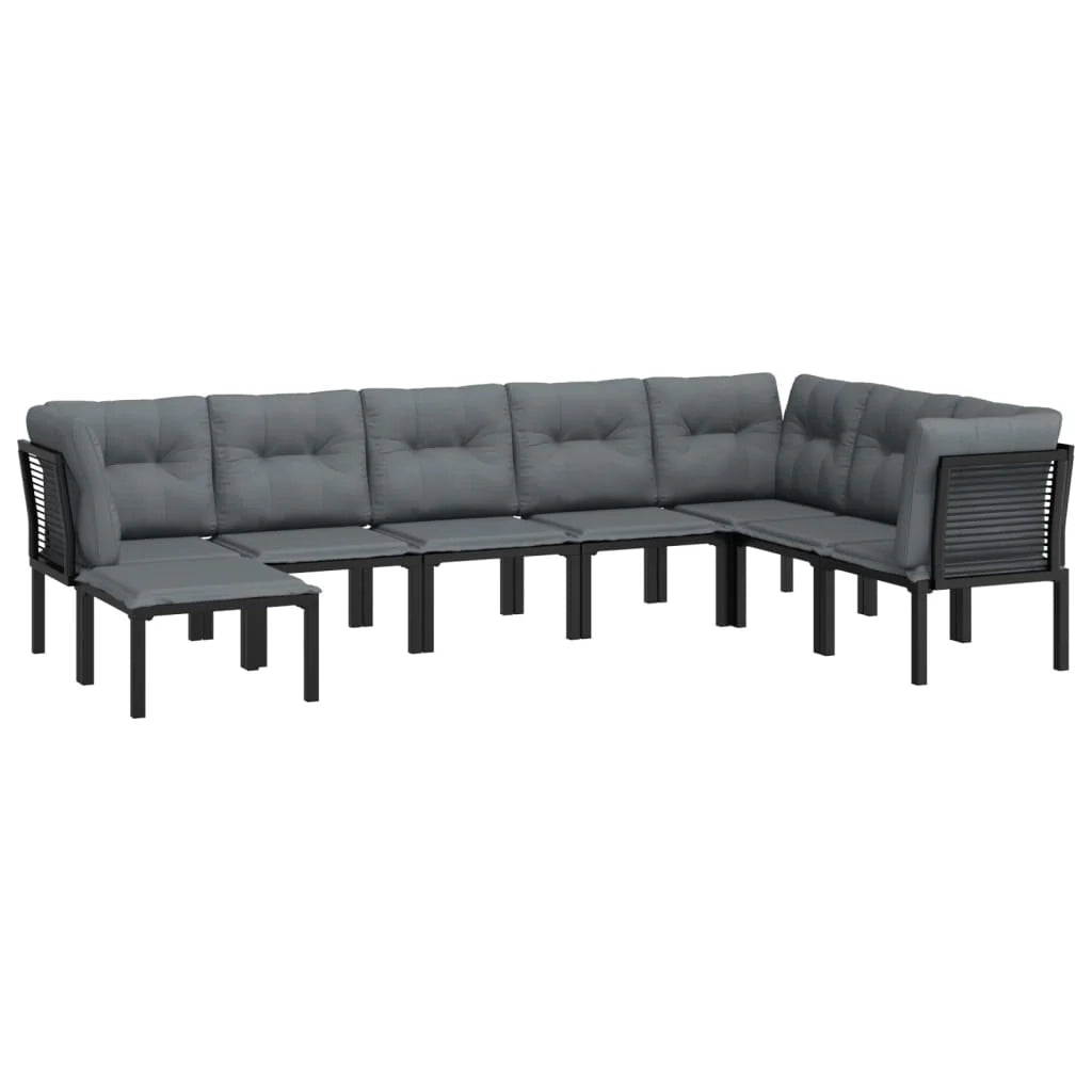 Set di mobili da giardino mobili da esterno set da 8 pezzi resina intrecciata nera e grigia 02_0017880