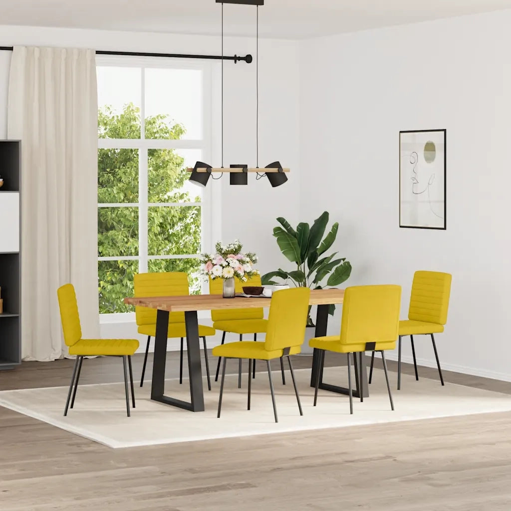 Sedie da Pranzo 6 pz Gialle in Velluto 3315533