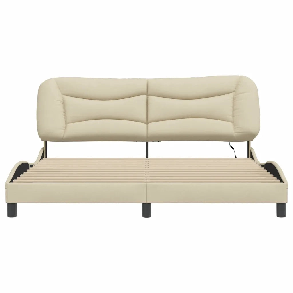Giroletto con LED senza Materasso-Struttura Letto Hvar Crema 180x200 cm in Tessuto