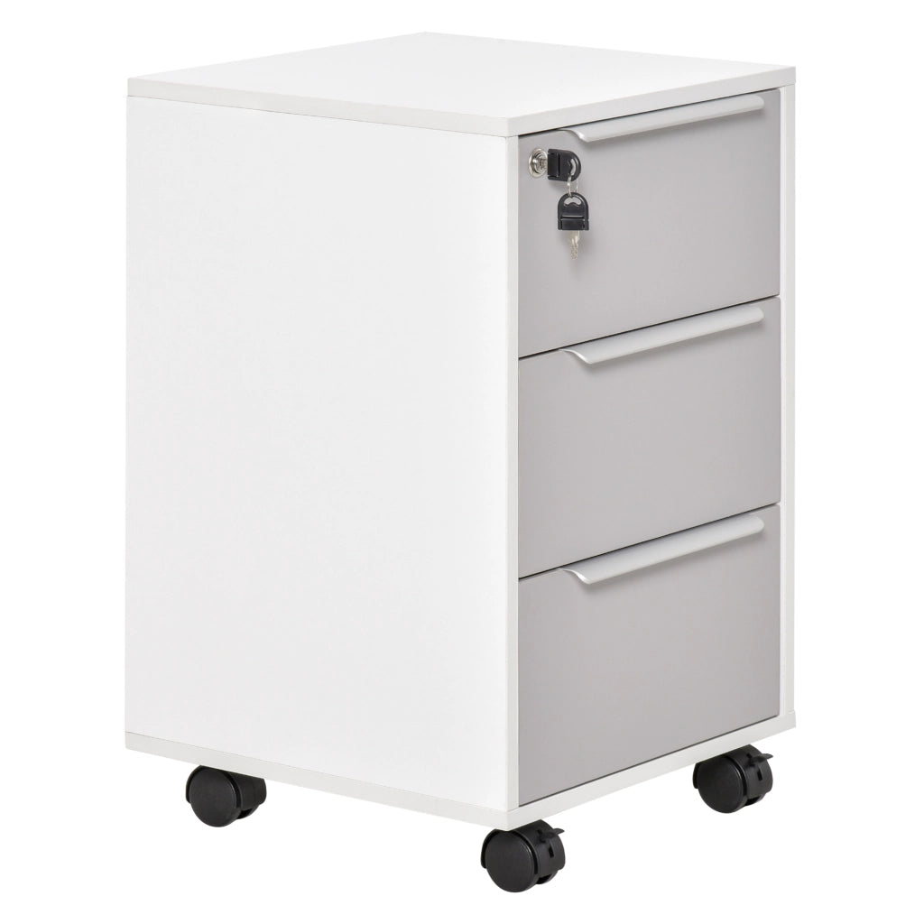 Cassettiera con Ruote 3 Cassetti ¨C Zephmum ¨C Bianco Grigio 40x40x63.5 cm