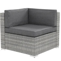 Set Salotto da Giardino da 7 Pezzi Modulari, Tavolino con Piano in Vetro Temperato, Cuscini Sfoderabili Inclusi, Grigio