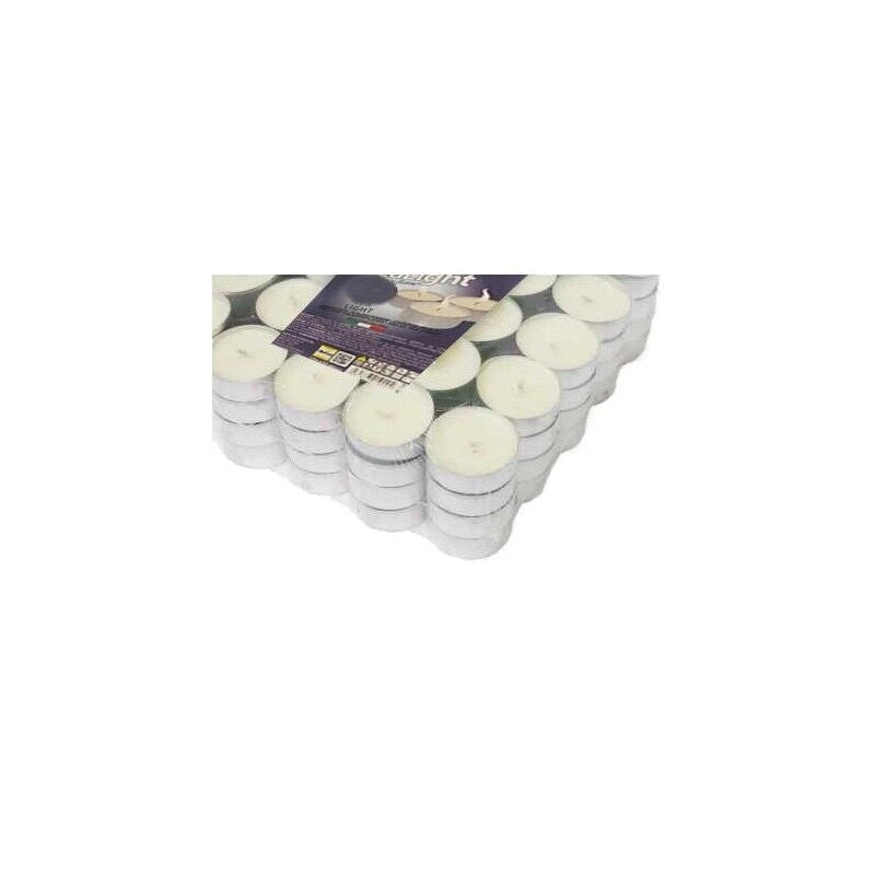 MAURY'S CANDELINE TEA LIGHT 50PZ BIANCHE SENZA PROFUMO BASE IN METALLO