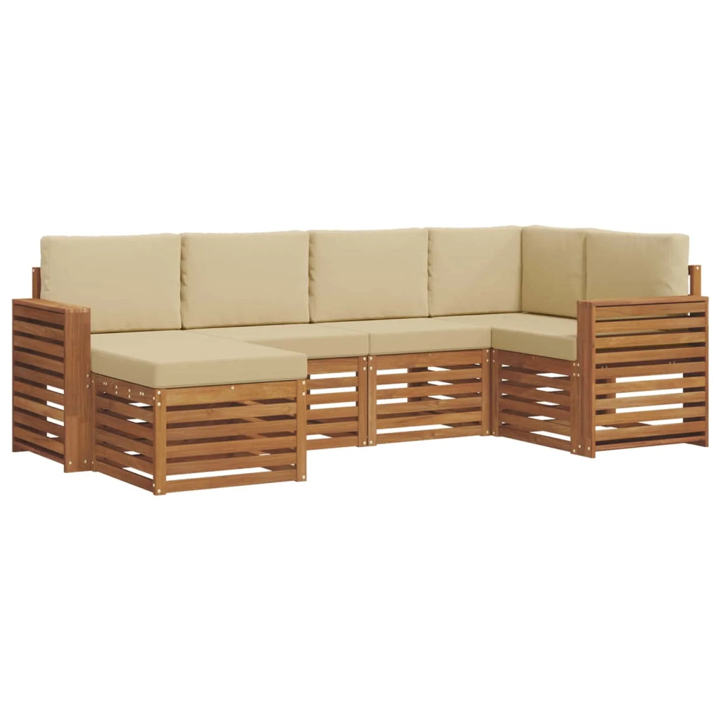 Set di divani da esterno 6 pz Naturale e Beige Poliestere 3375098