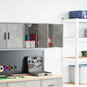 vidaXL Pensili per Garage 2 pz Grigio Cemento in Legno Multistrato