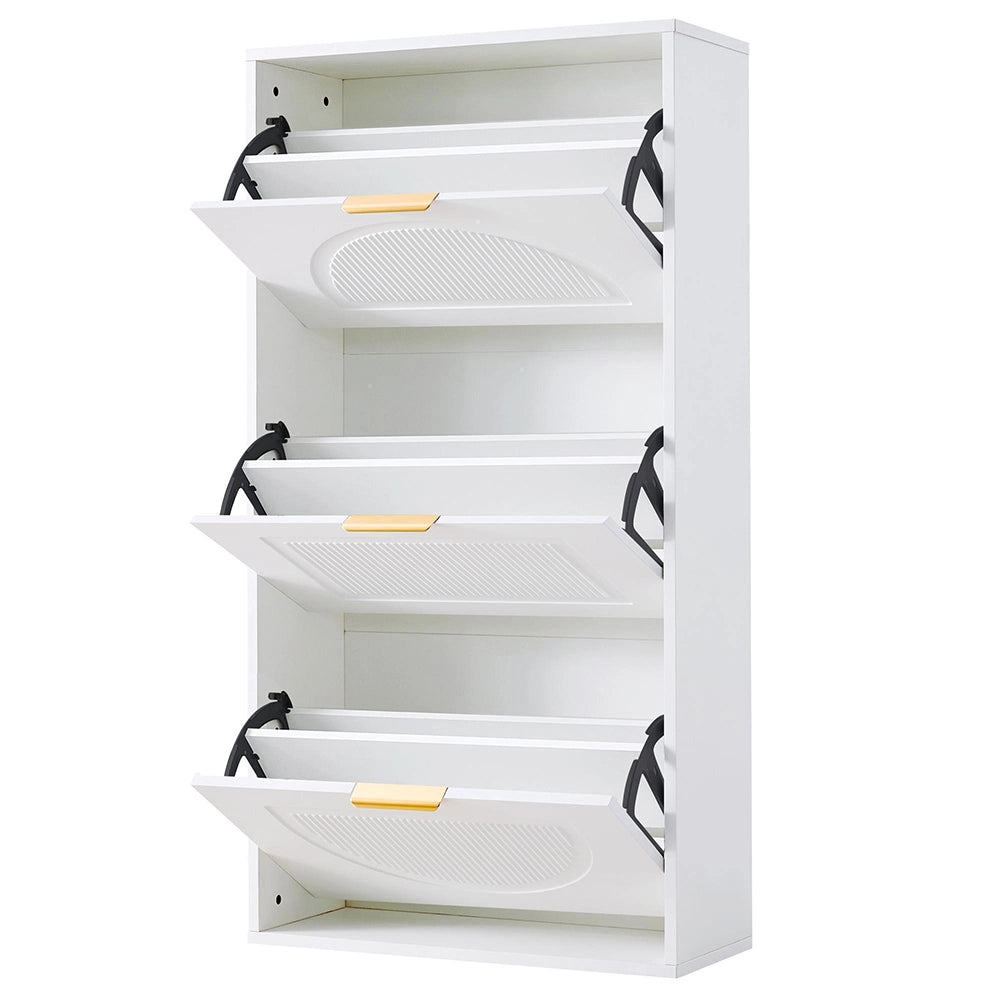 Armadio scarpe stretto 3 ante - Xylo - 60x24x114 cm - Bianco - Per corridoio o salotto