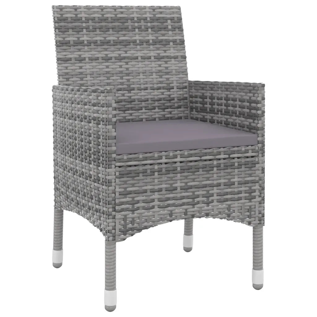 Set da Pranzo per Giardino 3 pz con Cuscini Polyrattan e Vetro cod mxl 40948