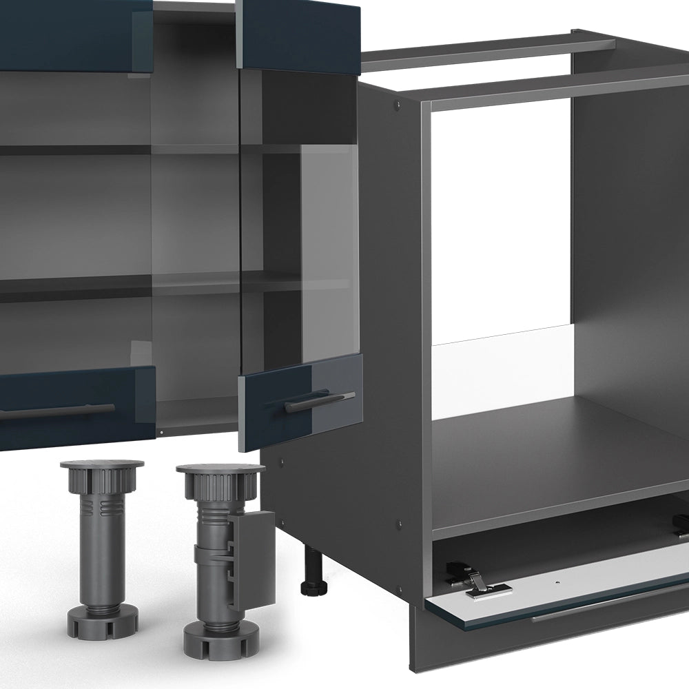 Cucina componibile Fame-Line Blu scuro lucido/Antracite 355 cm, PL Antracite Vicco
