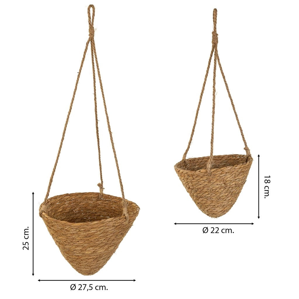 Cestini pensili in fibra naturale marrone d27,5x25h-d22x18h