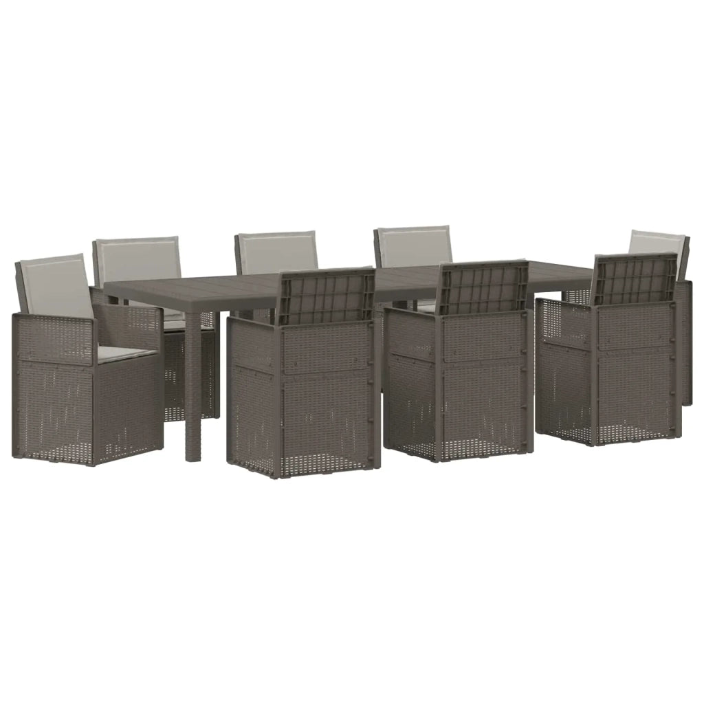 Set da Pranzo per Giardino con cuscino 9 pcs Grigio Chiaro PP 3430102