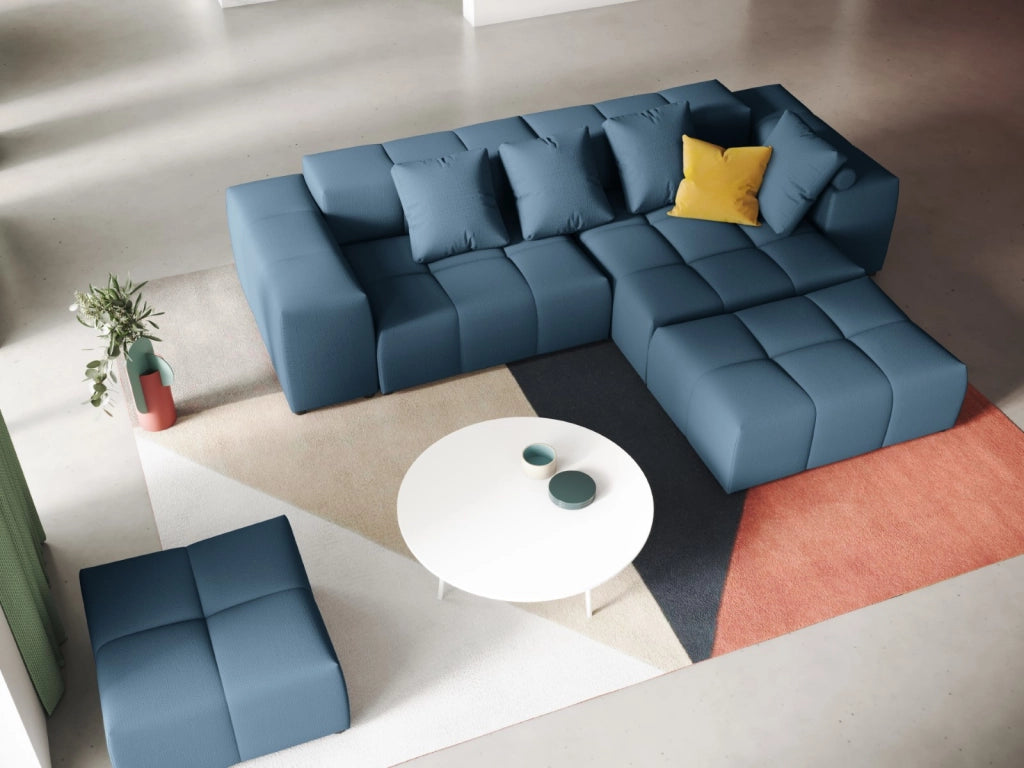 Cosmopolitan Design - Divano angolare modulare reversibile "Rome" 5 posti in tessuto strutturato blu scuro 