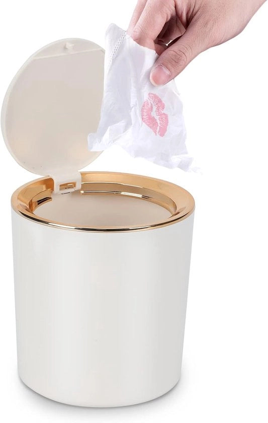 Mini prigione per rifiuti con coperchio - bianco - adatto per ufficio e bagno