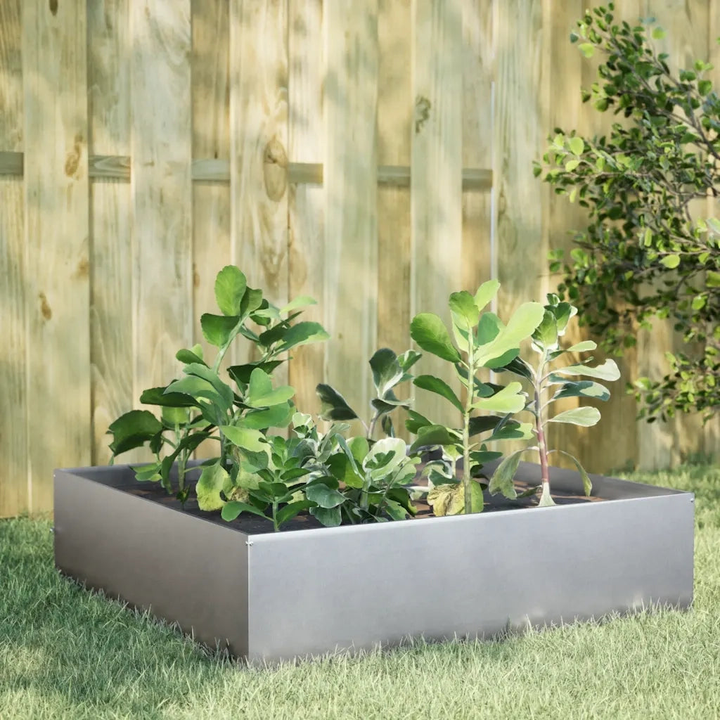 Fioriera | Cassetta per fiori | Vaso Rialzata da Giardino 100x100x41 cm in Acciaio Zincato