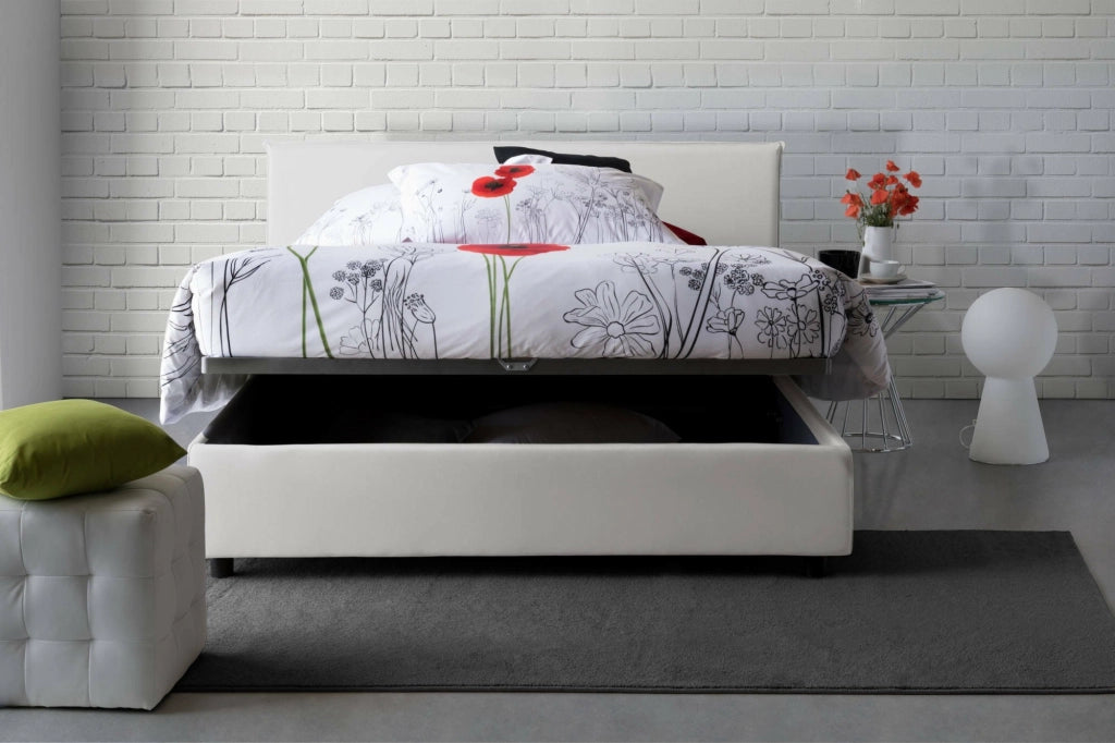Letto Matrimoniale Ariadni, Letto Matrimoniale Materasso Incluso Made in Italy, Bianco