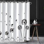 Doccia con Disegno Fiore - Acqua Impermeabile - 1 pezzo - Nero/Bianco - 180 x 200 cm