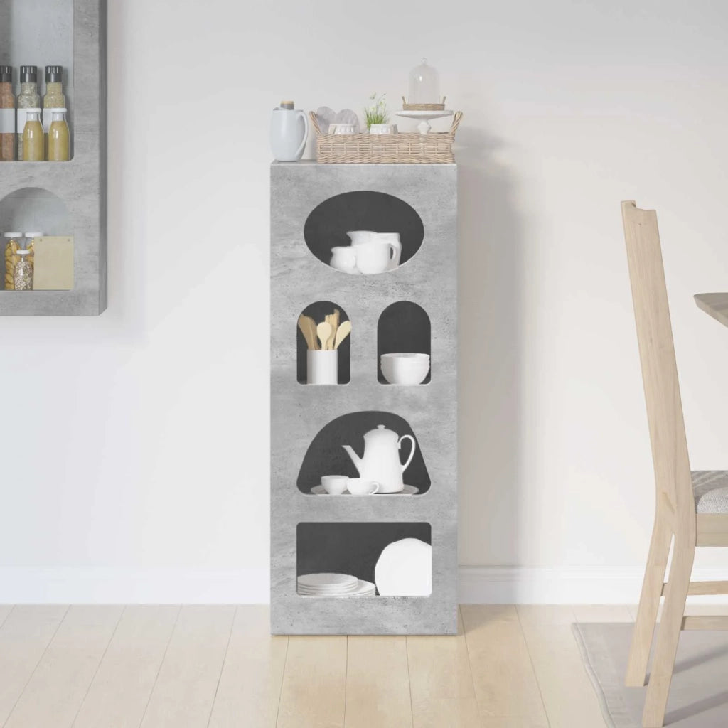 Credenza | Madia | Buffet da pranzo | Armadio da pranzo Grigio cemento 40 x 35 x 100,5 cm Legno multistrato