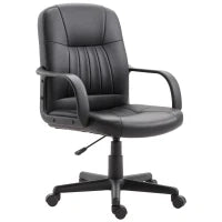 Sedia da Ufficio Ergonomica e Girevole, Poltrona da Ufficio con Altezza Regolabile in Similpelle 60x60x94-103cm Nero