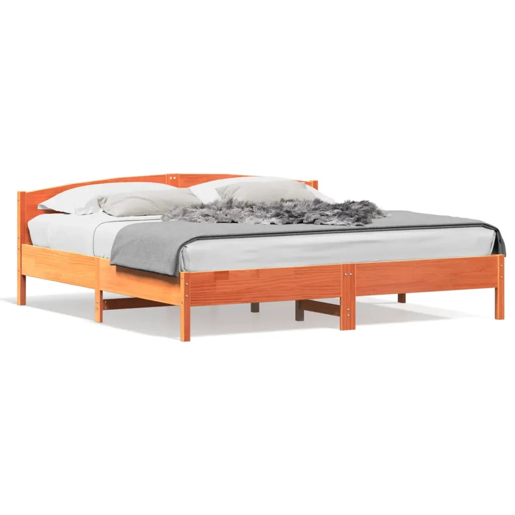 Giroletto senza Materasso Marrone Cera 200x200 cm Legno di Pino 3216190