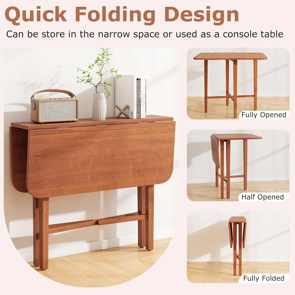 Tavolo da Pranzo Pieghevole Quadrato 90x90 cm, in Legno, per 2-4 Persone