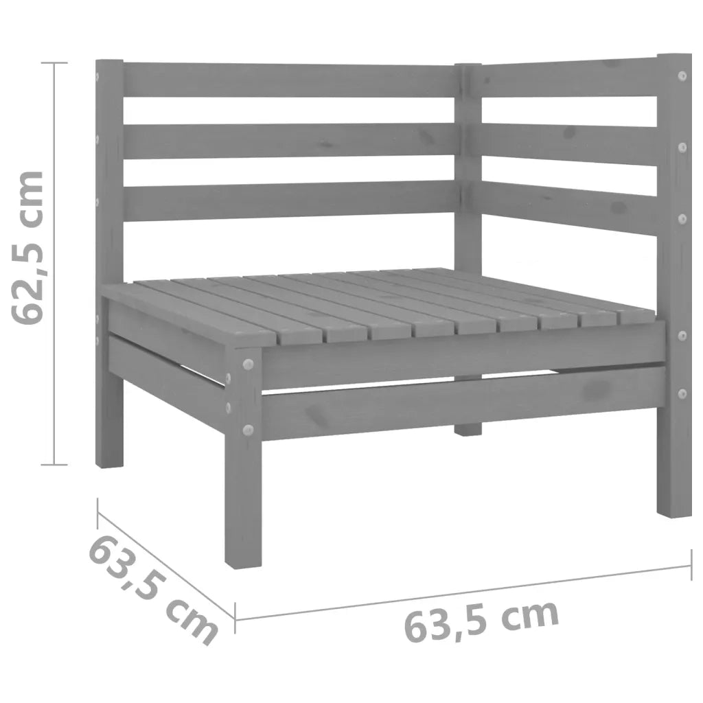 Divano da Giardino a 2 Posti-Sofa da Giardino-Divano da esterno Grigio in Legno Massello di Pino 369585