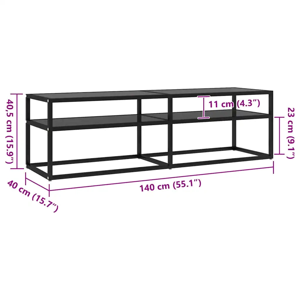 Mobile Porta TV Nero 140x40x40,5 cm in Vetro Temperato cod mxl 60571