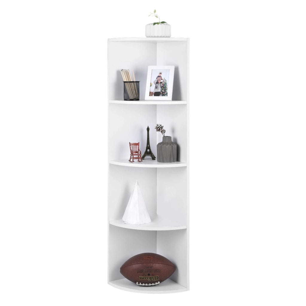 Scaffale angolare bianco a 5 ripiani in legno