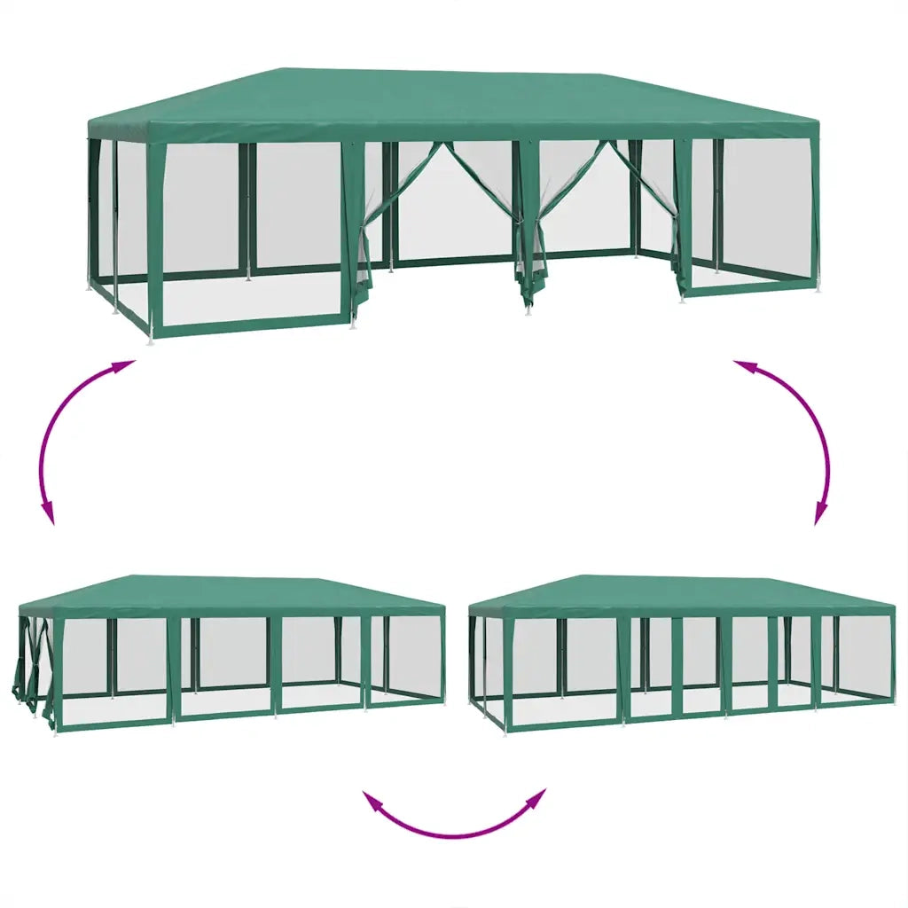 vidaXL Tenda per Feste con 12 Pareti Laterali in Rete Verde 8x4 m HDPE