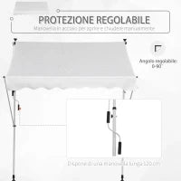 Tenda da Sole da Esterno 2x1.5m a Rullo con Manovella, Altezza e Angolazione Regolabile, Bianco