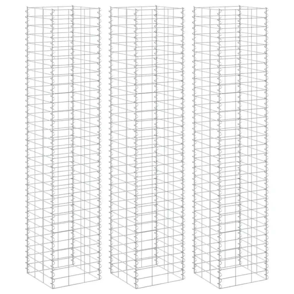 Fioriere Rialzate a Gabbione 3 pz 30x30x150 cm in Ferro 151250