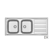 Lavello incasso in acciaio inox 120x50 cm gocciolatoio DX  - Cromo