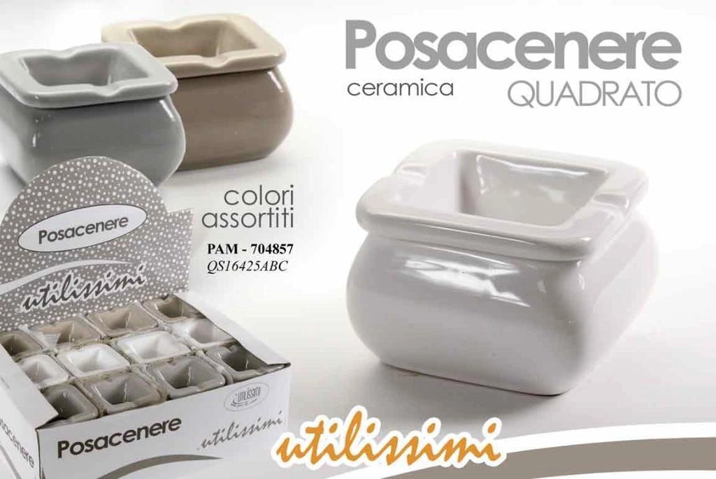 Posacenere Portacenere antivento in ceramica quadrata Vari Colori 7x7x5h cm